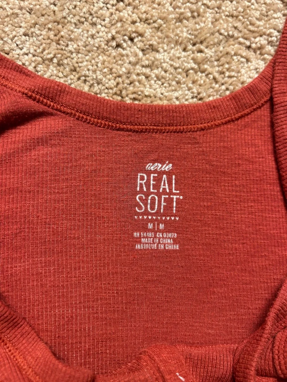 Aerie Ribbed Henley Tank Top - Rust - Picture 3 of 4